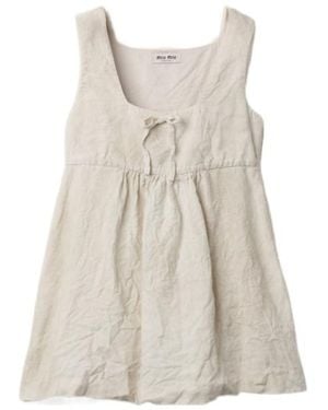 Miu Miu Linen Mini-Dress - Natural