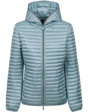 Save The Duck Quilted Hooded Jacket - Blue