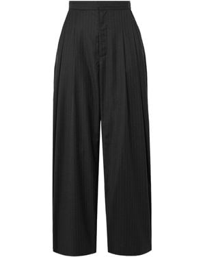 St. Agni Adjust Pleated Pinstriped Wool-Blend Wide-Leg Pants - Black