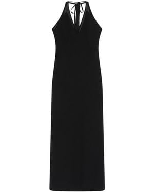 Marella Long Envers Satin Dress - Black
