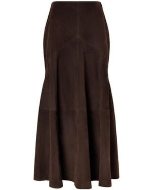 Nour Hammour Patchwork Midi Skirt - Brown