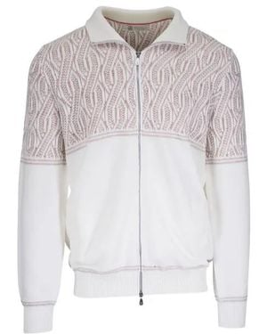 Brunello Cucinelli Patterned Zip Sweatshirt - White