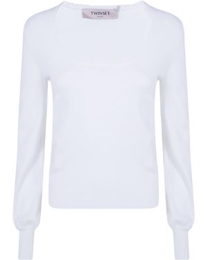 Twinset Scalloped-Edge Knit Top - White
