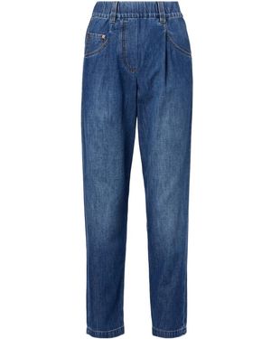 Brunello Cucinelli Pleated Wide-Leg Jeans - Blue