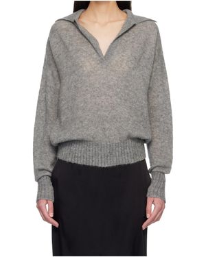 Tom Ford Cashmere Blend Long-Sleeved Polo Shirt - Gray