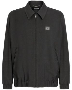 Dolce & Gabbana Logo Tag Zipped Jacket - Black