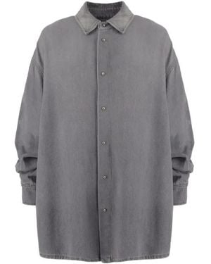 DARKPARK Gathered-Sleeve Denim Shirt - Blue