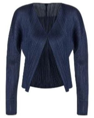 Pleats Please Issey Miyake Pleated Cardigan - Blue