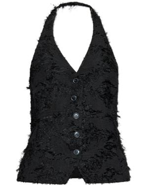 Samsøe & Samsøe Salazio Feathered Halterneck Top - Black