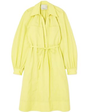 3.1 Phillip Lim Belted Cotton-Poplin Midi Shirt Dress - Yellow
