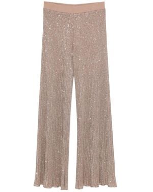 D.exterior Sparkle Wide-Leg Knitted Pants - Gray