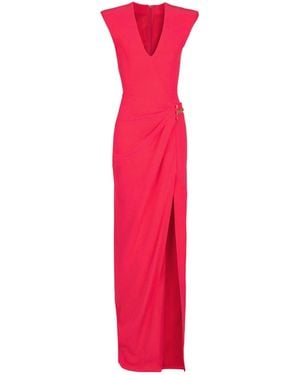 Balmain Long Crepe Dress With Embellished Detail - Pink