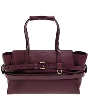 Moschino Tie Me Buckle-Detail Leather Tote Bag - Purple