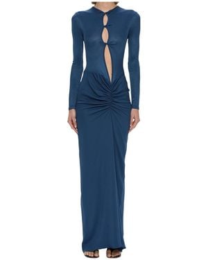 Christopher Esber Ruched Long-Sleeve Dress - Blue
