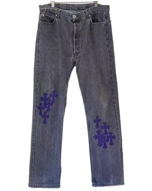 Chrome Hearts Leather Jeans - Blue