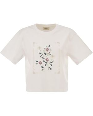 Weekend by Maxmara Lace Trim Boxy T-Shirt - White