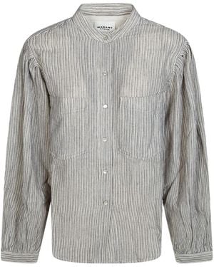 Isabel Marant Isabel Marant Étoile Selvia Buttoned Crewneck Striped Shirt - Grey