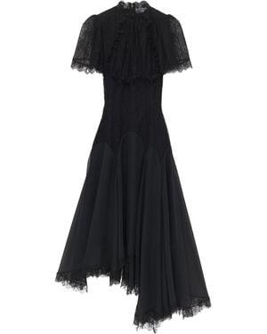 McQueen Lace-Detail Midi Dress - Black