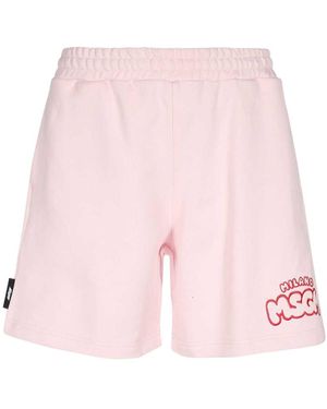 MSGM Logo Embroidered Track Shorts - Pink