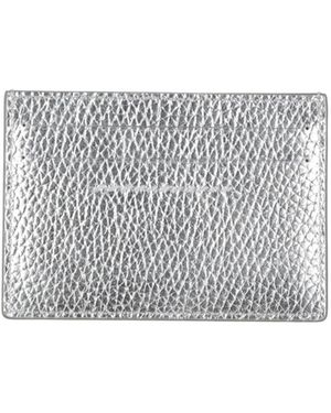 MM6 by Maison Margiela Solidcolor Metallicfinish Leather Wallet - Gray