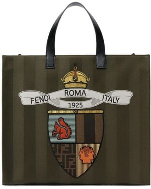 Fendi Club Crest Embroidered Tote Bag - Green