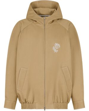 Marni Logo Embroidered Zip-Up Jacket - Natural