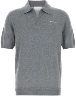 McQueen Logo-Embroidered Short-Sleeve Top - Grey