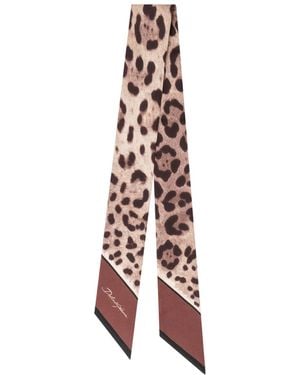 Dolce & Gabbana Leopard Printed Scarf - White