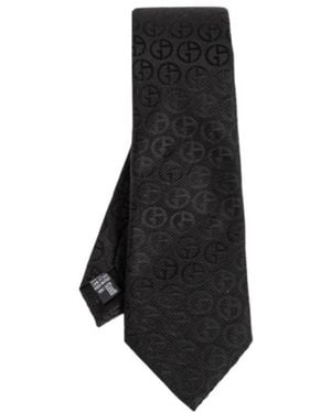Giorgio Armani Monogram Pattern Tie - Black