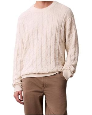 Calvin Klein Allover Emblem Logo Relaxed Jumper - Natural
