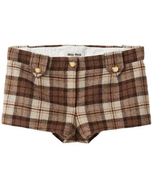 Miu Miu Checked Shorts - Brown