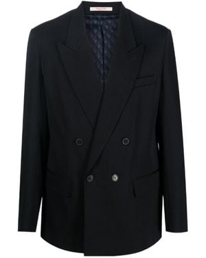 Valentino Lapel Long-Sleeved Suit Jacket - Blue