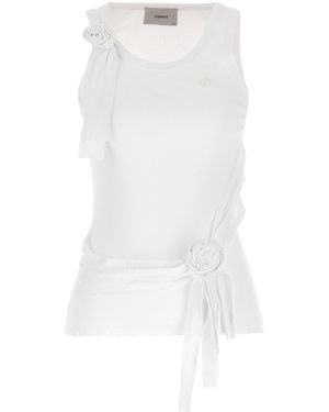 Coperni Distressed Rose Sleeveless Tank Top - White