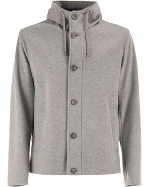 Herno Wool-Effect Hooded Jacket - Grey