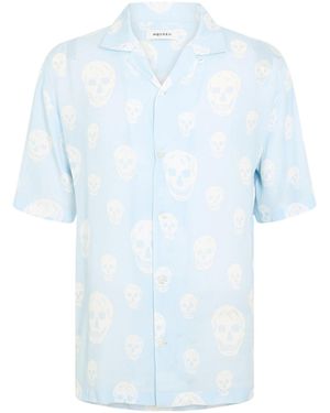McQueen Skull Short Sleeve Patterned Shirt - Blue