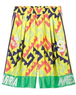 adidas Originals X Willy Chavarria Aop Goalkeeper Geometric-Print Side-Stripe Shorts - Green