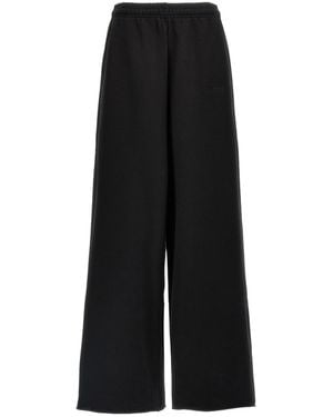 Vetements Logo Embroidered Wide Leg Pants - Black