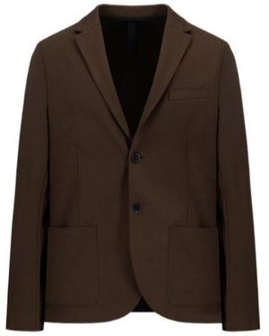 Harris Wharf London 2B. Blazer Diagonal Crafted With Loro Piana Fabric - Brown