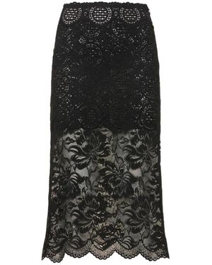 Rabanne Lace Midi Skirt - Black