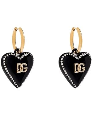 Dolce & Gabbana Heart Drop Earrings - Black