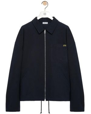 Loewe Logo-Embroidered Zip-Up Jacket - Blue