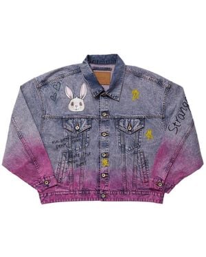 Doublet Anime Hand-Printing Denim Jacket - Purple