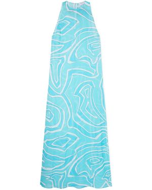 PUCCI Labirinto-Print Long Dress - Blue