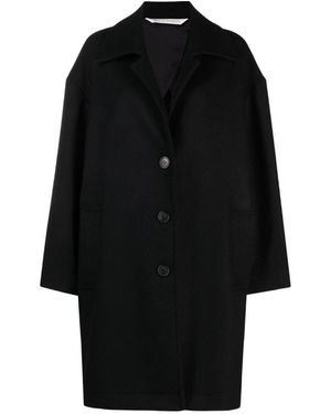 Palm Angels Logo Printed Single-Breasted Coat - Black