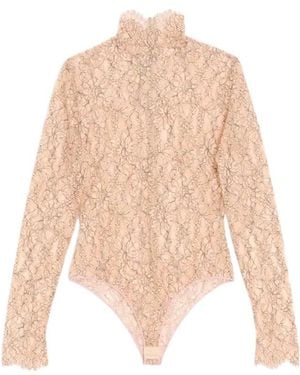 Valentino Lace Detailed High Neck Top - White