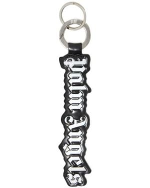Palm Angels Logo Embossed Key Ring - White