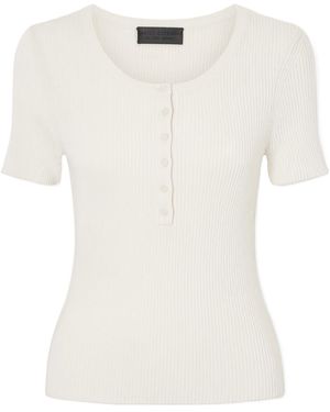 Nili Lotan Francene Ribbed Wool And Silk-Blend Top - White