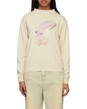 we11done Graphic-Print Cotton Sweatshirt - Natural