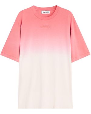 Lanvin Logo Embroidered Gradient Effect Crewneck T-Shirt - Pink