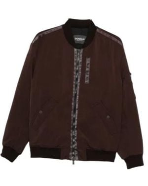 Dondup Striped-Panel Bomber Jacket - Brown
